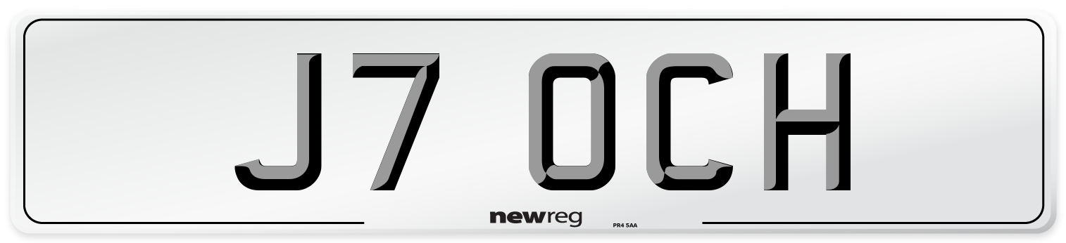 J7 OCH Number Plate from New Reg